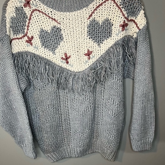 Huntington Ridge x Vintage 90s Knitted By Hand Heart Tassel Folk Sweater - Picture 5 of 11